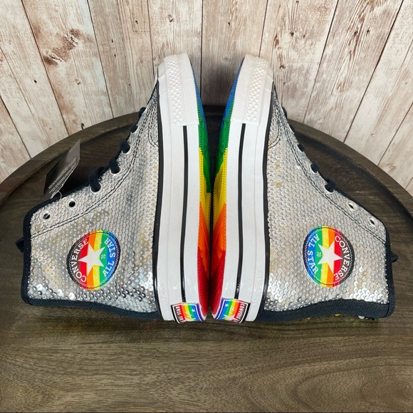 Converse Chuck 70 Pride Rainbow Sequin High Top Sneakers - Picture 7 of 10